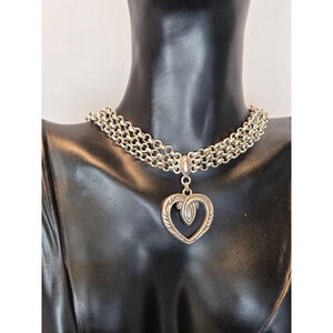 Brighton 3 strands silver tone heart necklace choker